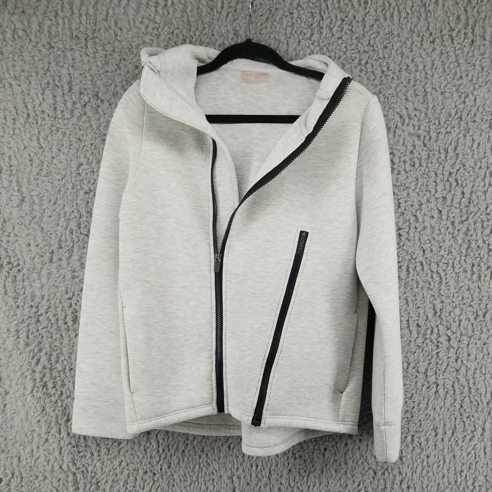 Betsey Johnson Performance Full Zip Grey Asymmetrical Scuba Hoodie Women's M